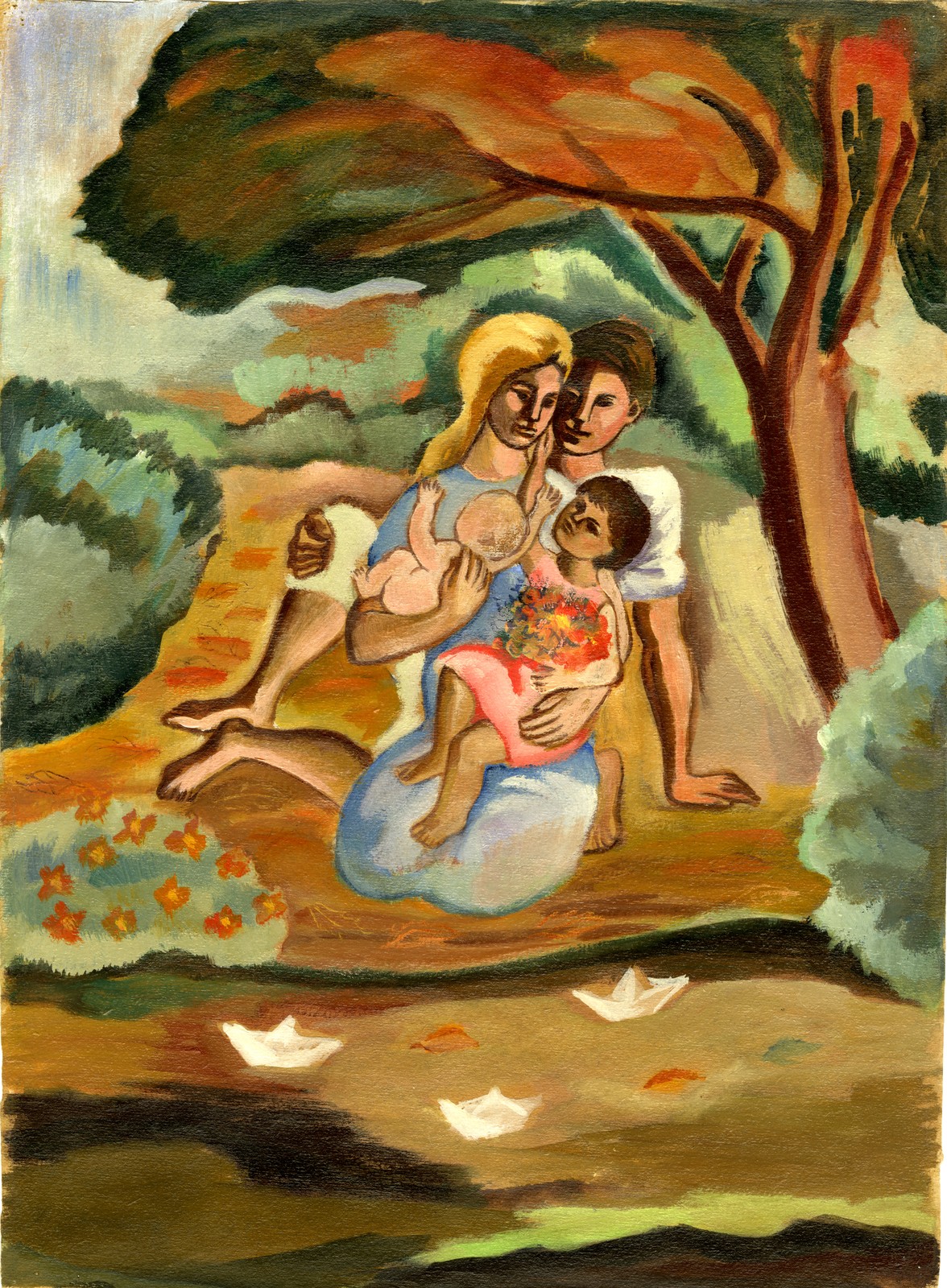 'Casal com filhos junto a um Ribeiro', cerca de 1952