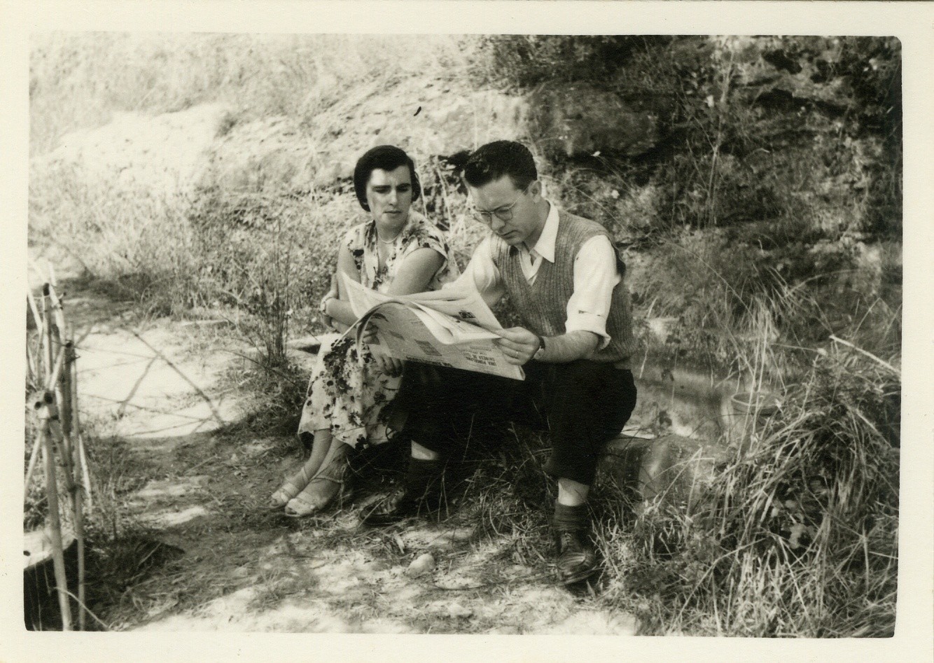 Arquimedes da Silva Santos com a mulher Maria Luísa, Lousã, 1956