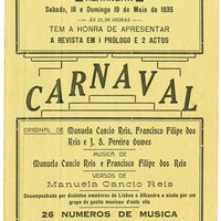 Folheto da peça 'Carnaval', 18-19 mai. 1935