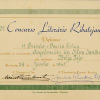 3º Concurso Literário Ribatejano. Santarém, 29 de junho de 1945, Diploma: 1º Prémio - Poesia Lírica