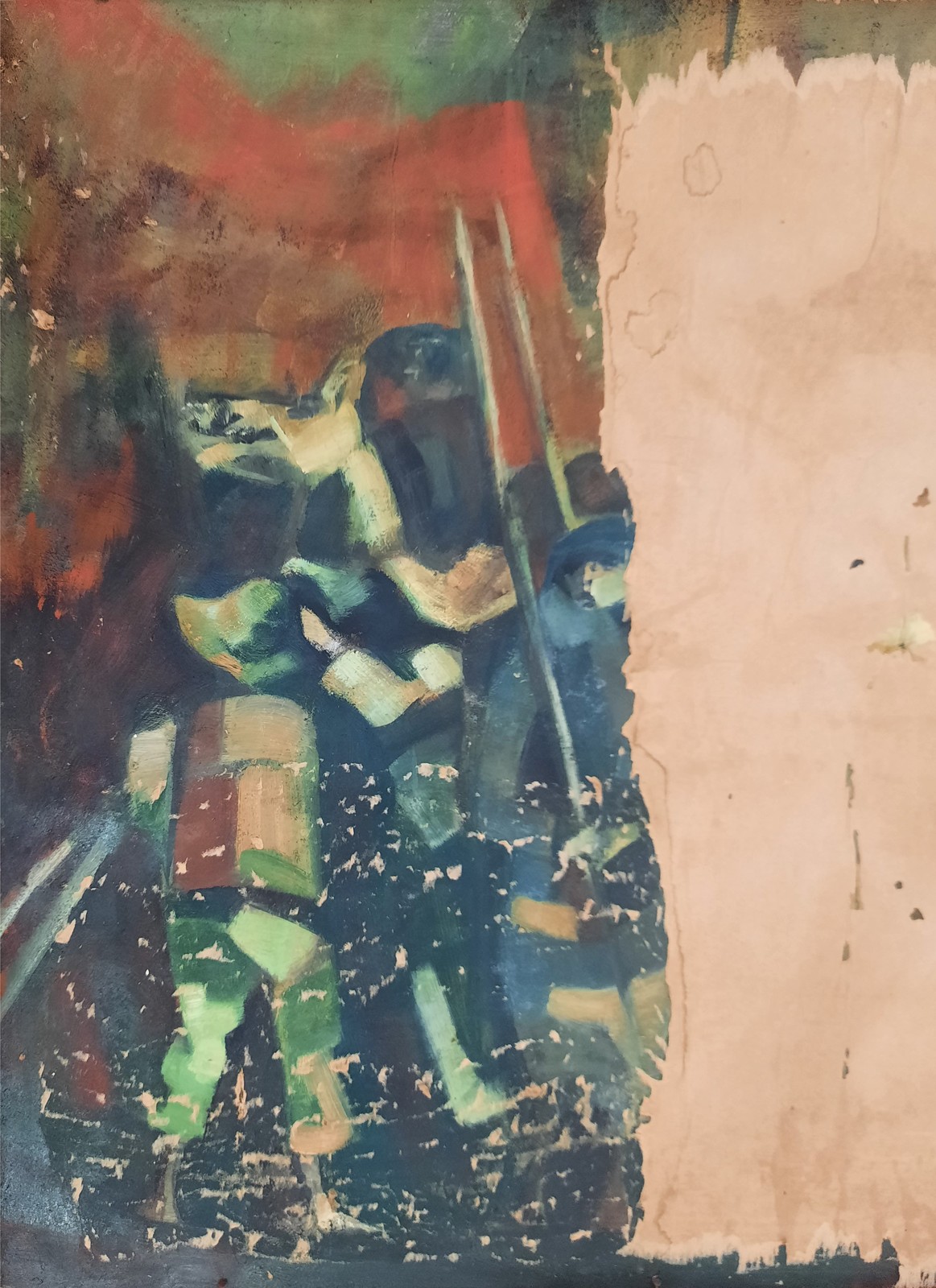 4 Pormenor da remoção do papel revelando a nova pintura.