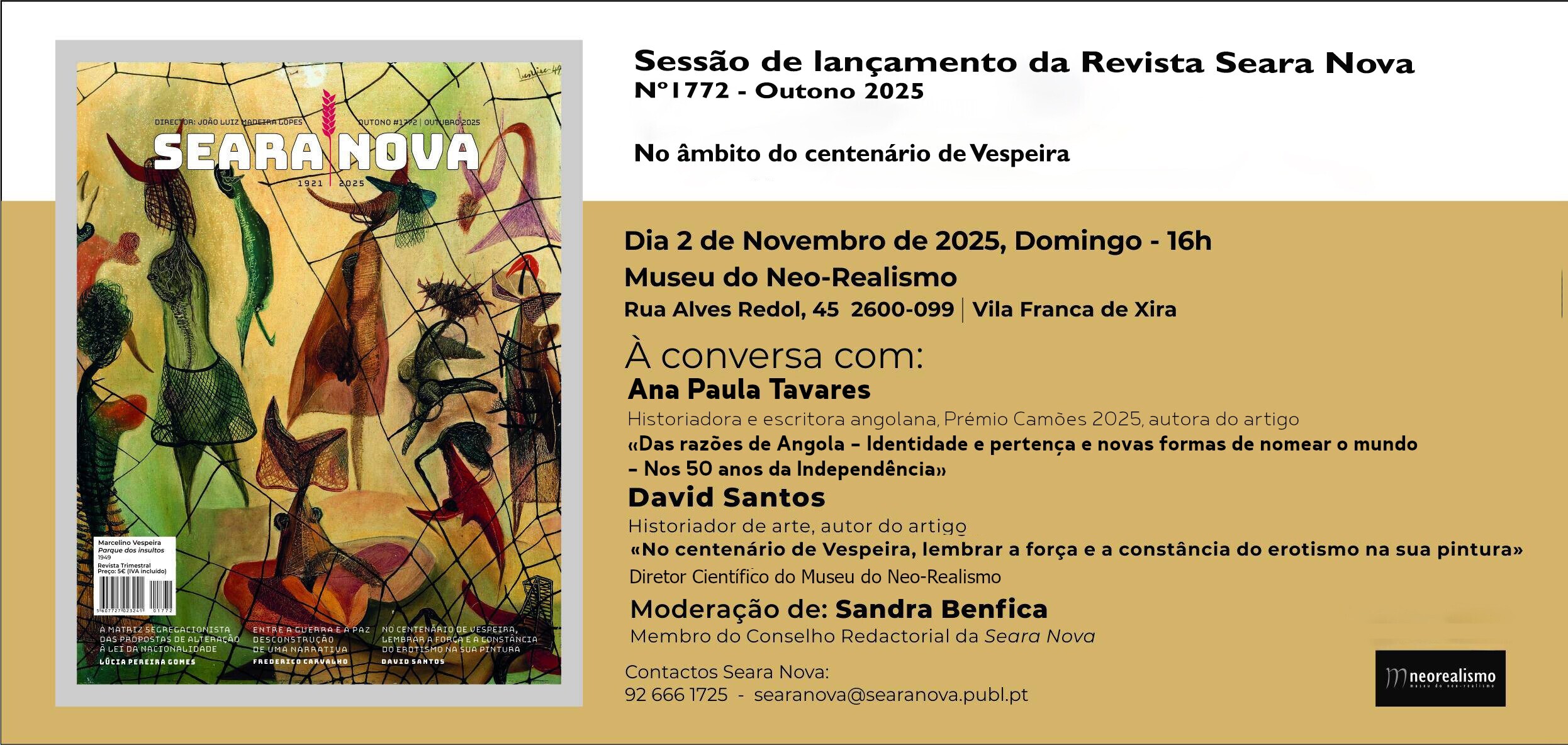 Lançamento da Revista Seara Nova nº1772 – Outono 2025 