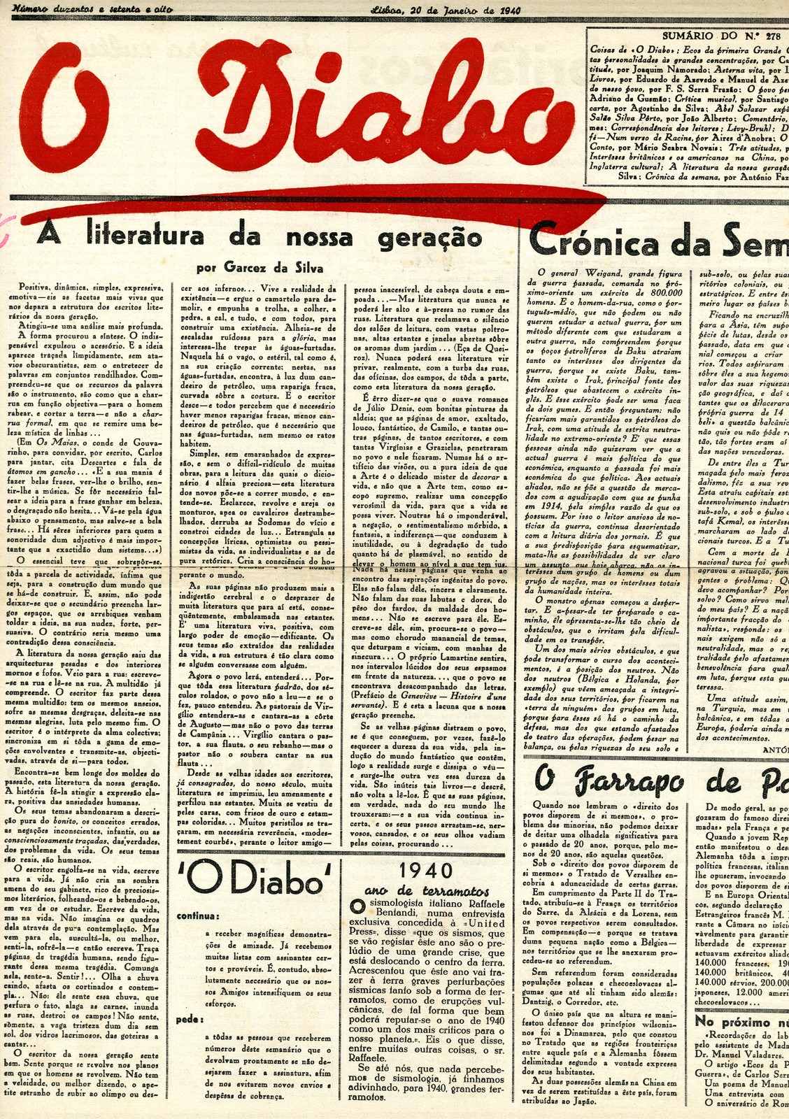 O Diabo, nº 278, 20 de janeiro de 1940