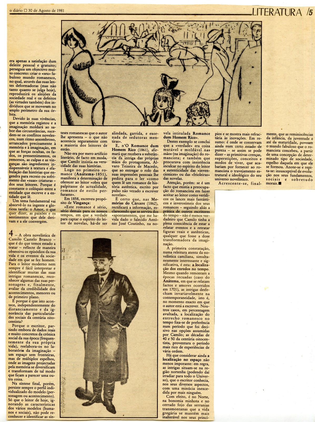 'Sumária introdução à novelística Camiliana', por Alexandre Cabral. In 'O Diário', 30 ago. 1981