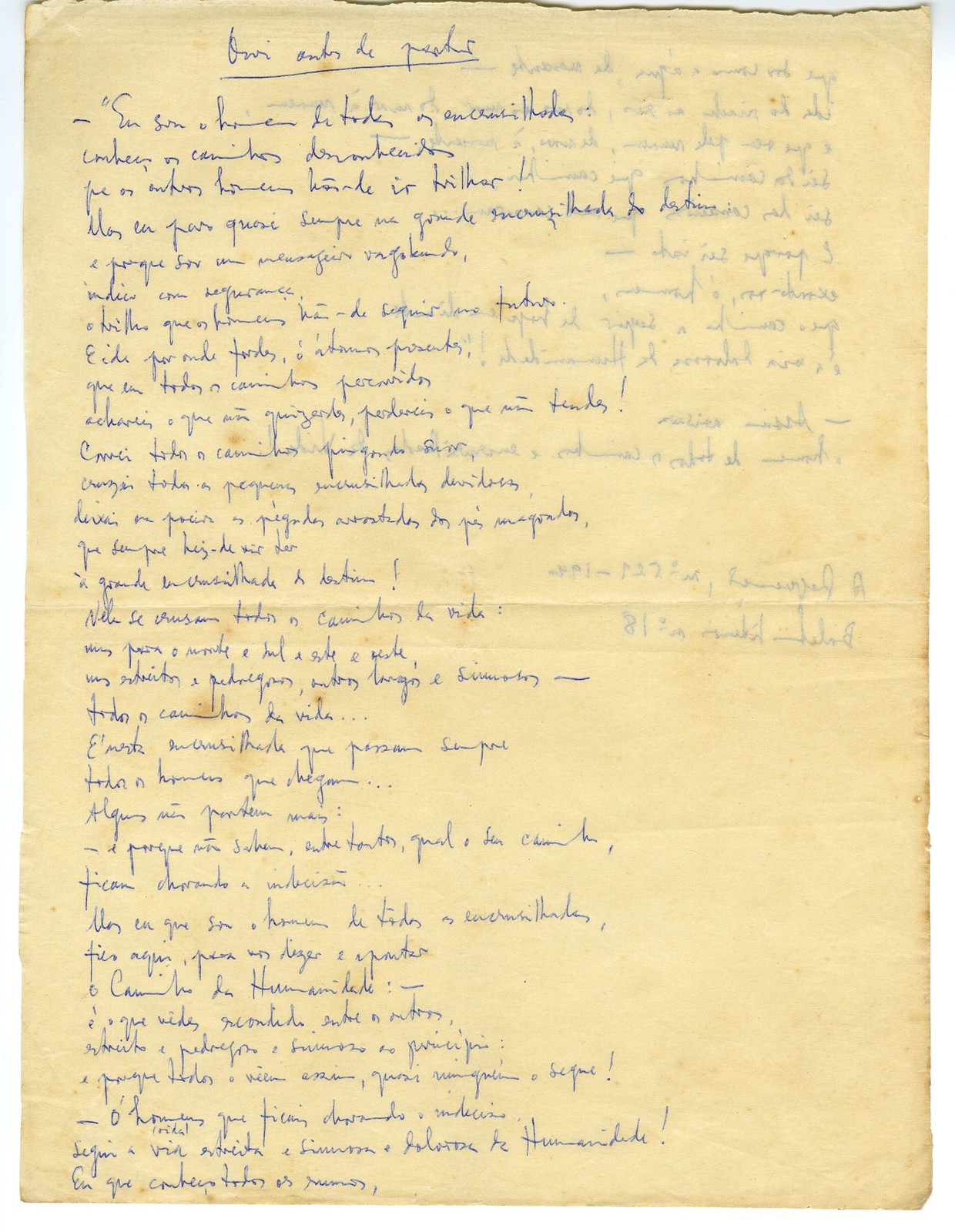 'Ouvi antes de partir', por Arquimedes da Silva Santos, cerca de 1940