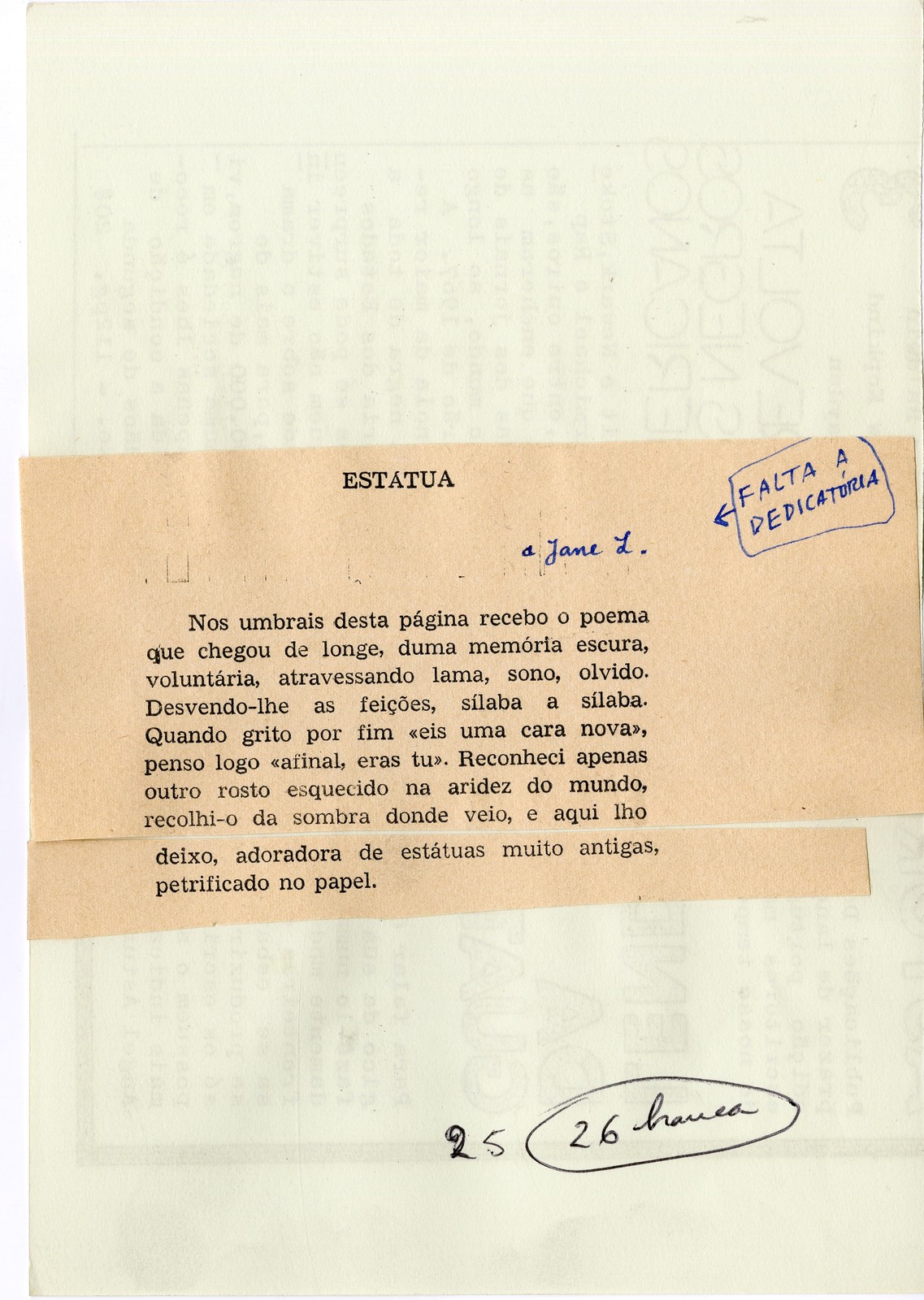 'Sobre o lado esquerdo' por Carlos de Oliveira, Lisboa, 1968, orig. imp. c/ emendas:  prova tipog...